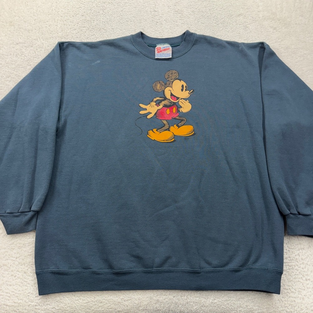 Vintage‎ Hanes Heavyweight Mickey Mouse Disney Sweatshirt Blue XL Made in USA